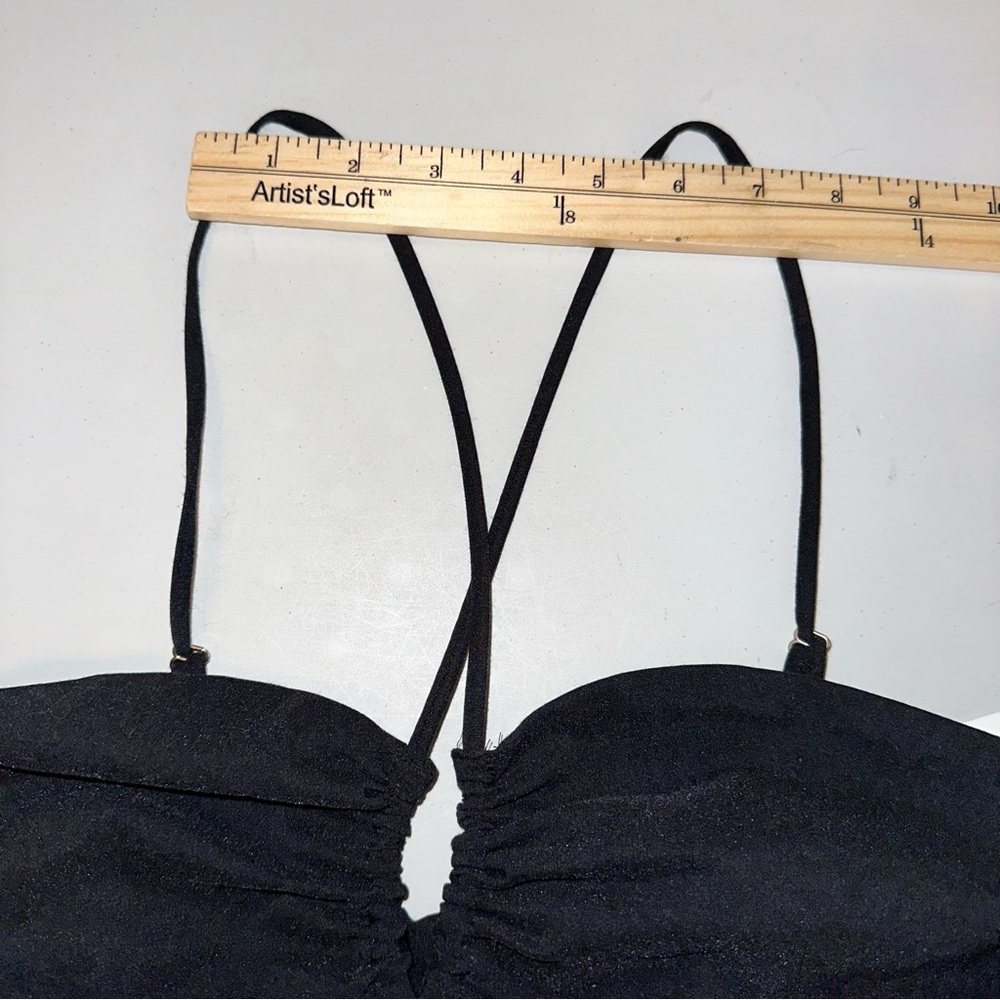 NWT Zara Black Cut Out Midi Dress Sz M Cross Back Bodycon Adjustable Party Sexy - Picture 12 of 16